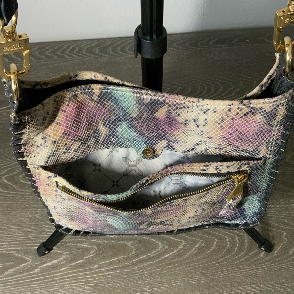 Aimee Kestenberg Multi Snakeskin Leather Crossbody Handbag. Size M - Picture 5 of 9